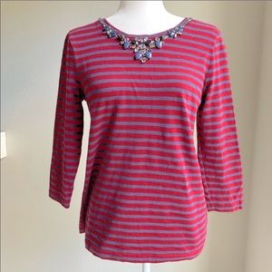 J.crew Jewelled neckline long sleeve Top Women S